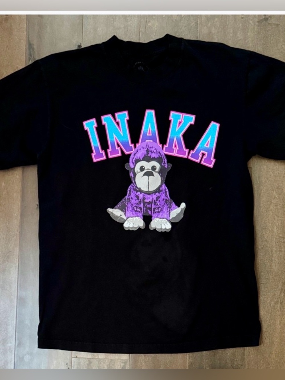 INAKA Black Graphic Gorilla T-Shirt Size Small Streetwear Tee